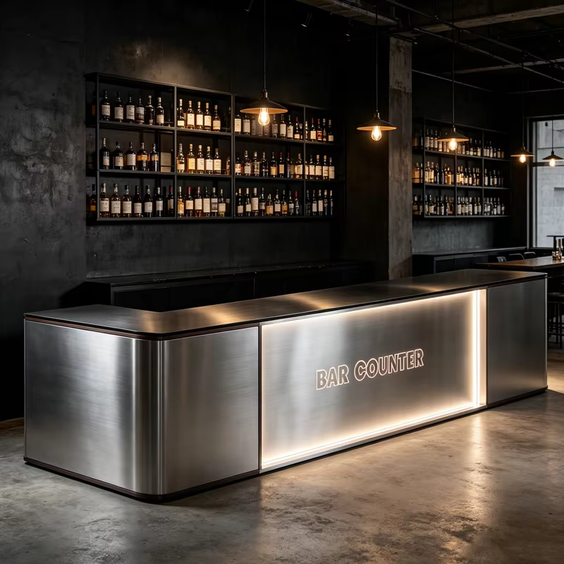 Table de bar industrielle moderne en métal - Meuble d'extérieur résistant à l'eau et durable pour la maison ou l'hôtel - Ensemble de bar personnalisé