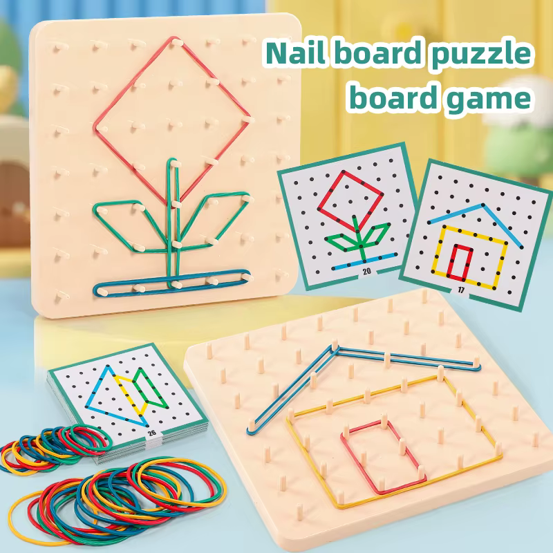 KNYYSECQ – jouets pour enfants, planches à ongles, puzzles, bandes élastiques, formes géométriques, jouets d'exercice cognitif, cadeaux pour enfants