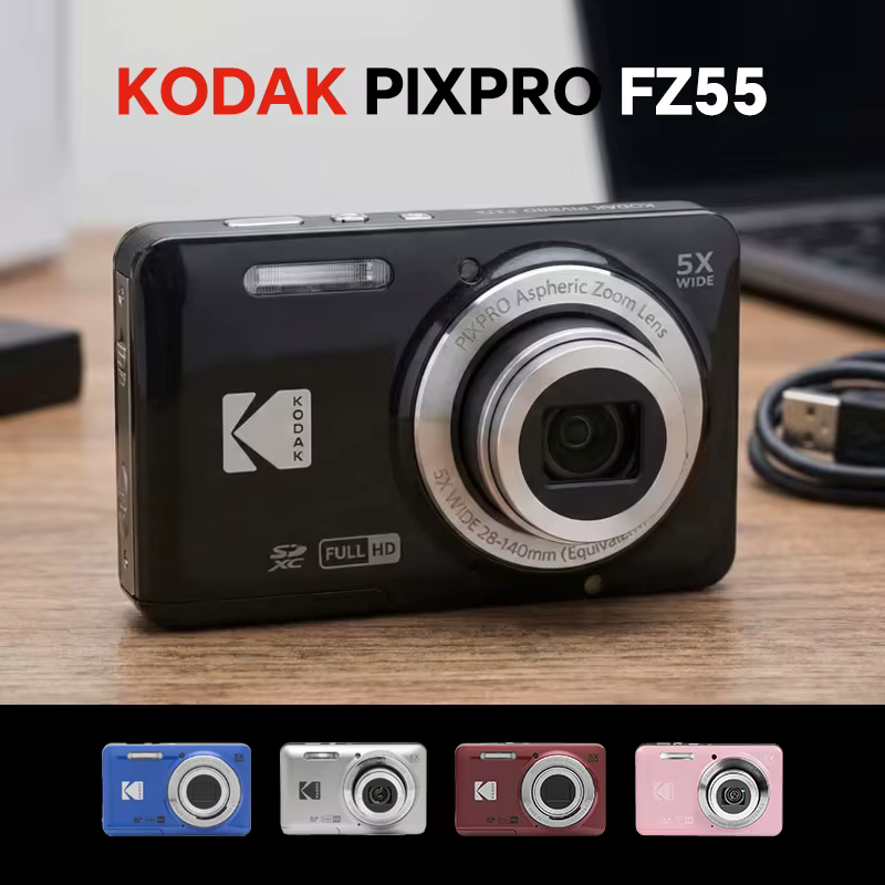 Appareil photo numérique KODAK PIXPRO FZ55 16MP, zoom optique 5x, grand angle 28 mm, vidéo Full HD 1080P, écran LCD 2,7 pouces, caméra de vlogging