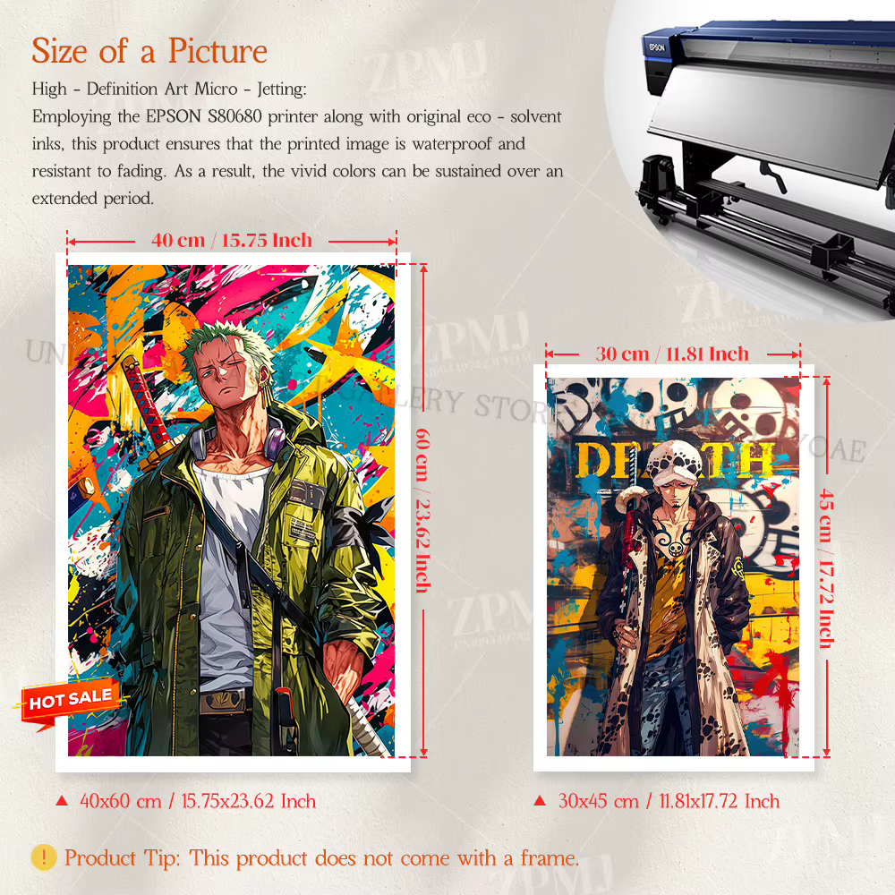 Toile de personnages de dessin animé Roronoa Zoro, une pièce, peintures murales sans cadre, affiche d'images imprimées, décoration de maison pour salon