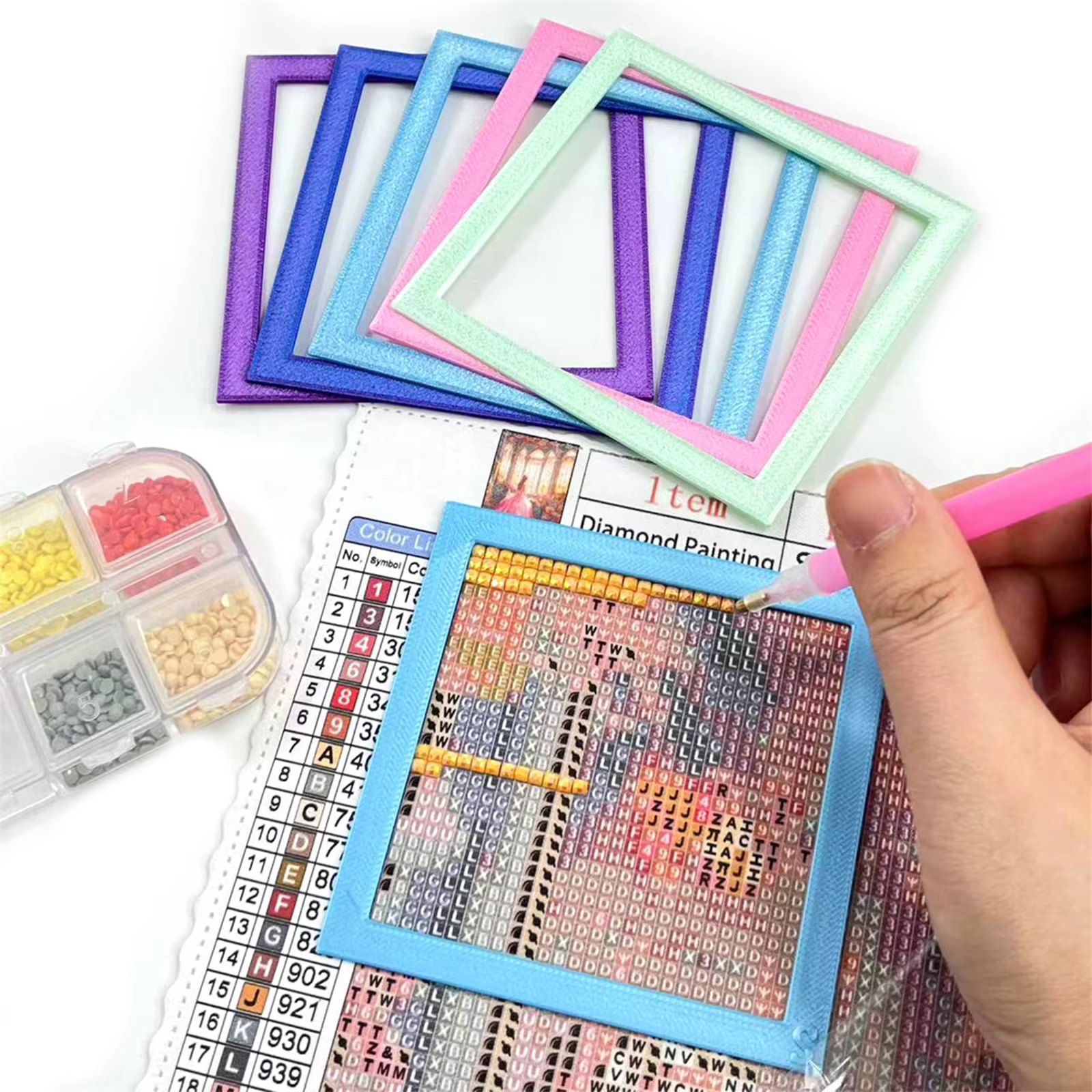 Cadre de peinture diamanté léger, 2 pièces, cadre auxiliaire pour la peinture diamantée, pour les amateurs d'artisanat, cadeau pour adultes débutants