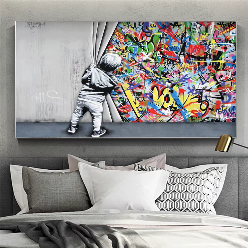 Affiche murale abstraite avec Graffiti de rue, tendance, haut de gamme, décoration murale moderne pour la maison, peinture imprimée sur toile, décoration de salon