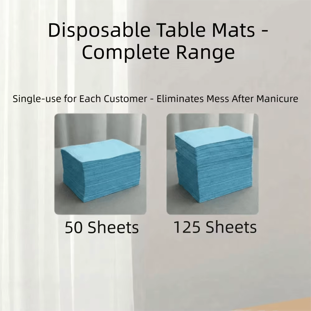 50/125 feuilles de tapis de table jetables pour nail art, imperméables et absorbants, pour tatouage, couleurs bleu, blanc, orange, vert, rose, noir