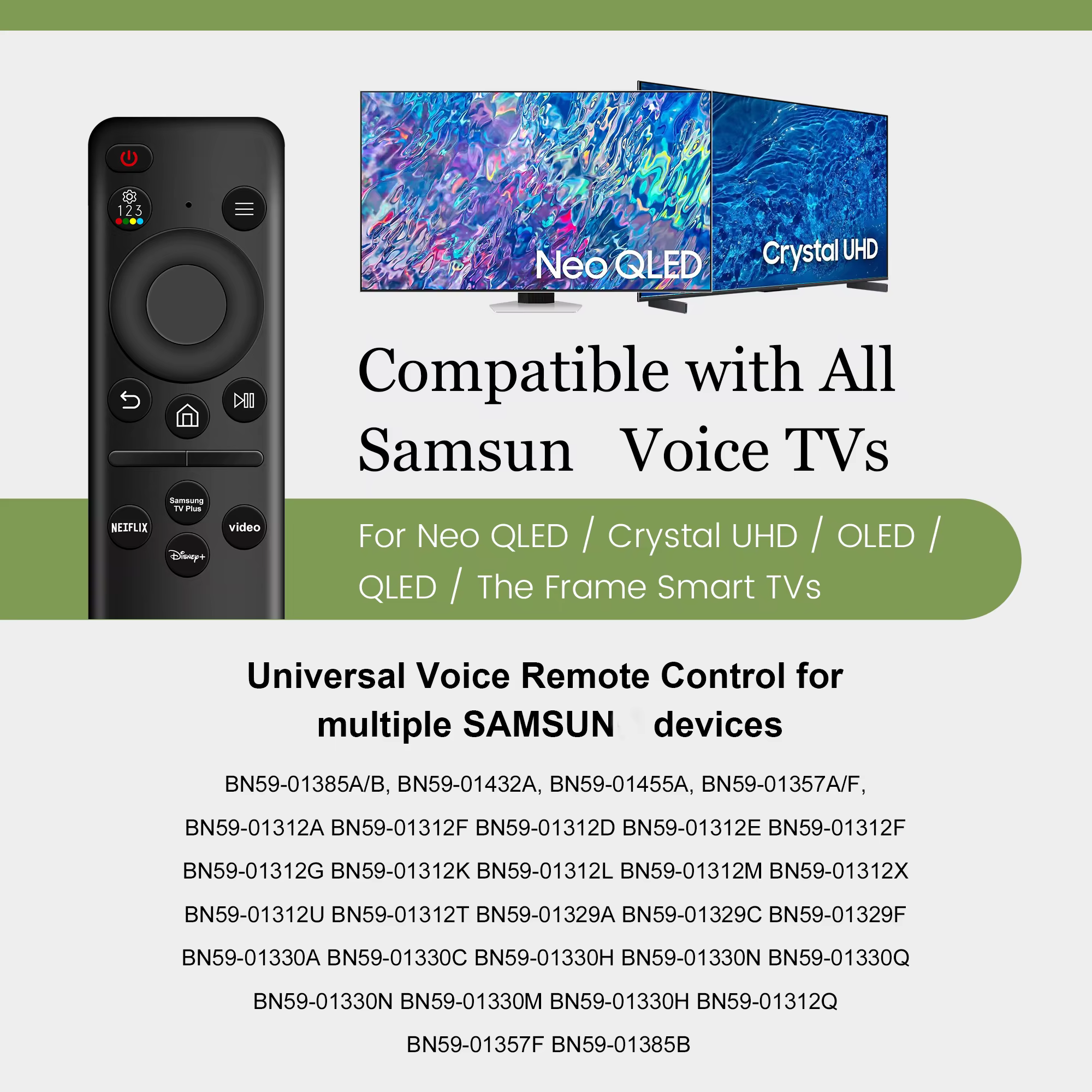 Télécommande pour téléviseur intelligent Samsung BN59-01385A/B BN59-01432A, télécommande universelle de remplacement pour téléviseurs 2019-2024