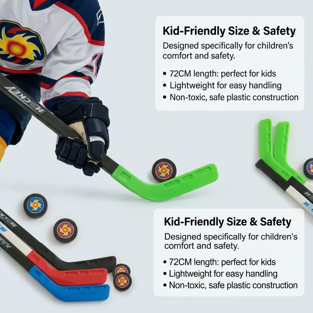 Un jeu de hockey sur glace pour enfants, bâton de hockey en plastique de 72 cm, bâton de hockey jouet pour les sports de plein air pour enfants