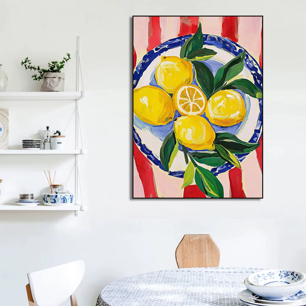 Affiche abstraite de marché aux fruits, figue, citrons, fraises, pêches, peinture sur toile imprimée, tableau d'art mural pour décoration de salon et de maison