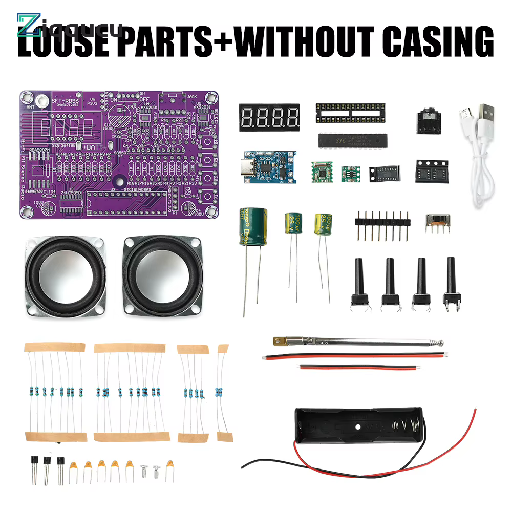 Kit DIY Radio FM Bicanal 87,5-108 MHz - Projet de Soudure avec Affichage Numérique et Interface Type-C pour l'Apprentissage Audio