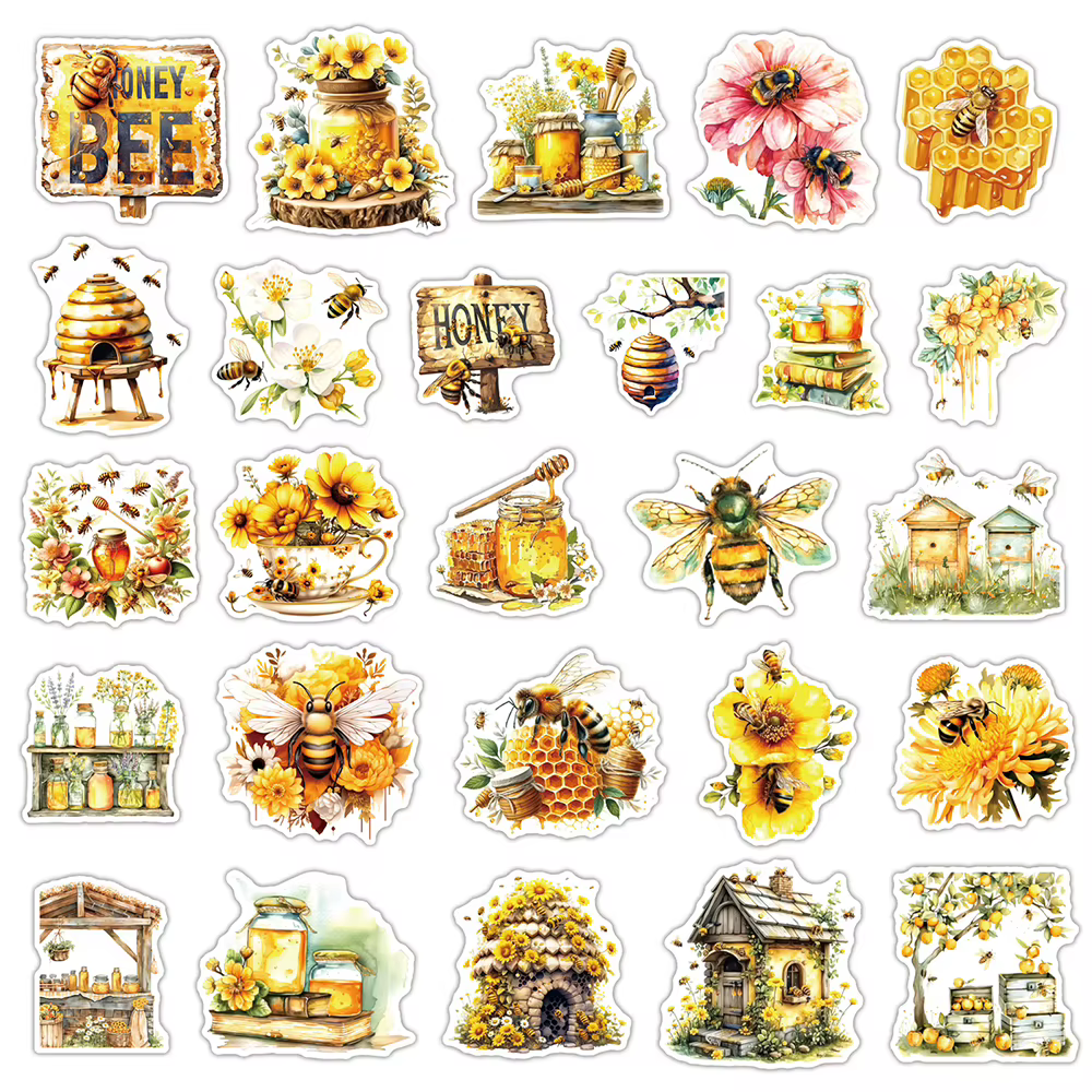 10/30/50 PIÈCES Mignon Abeille Dessin Animé Autocollants Miel Honey Pot Autocollants Étanche BRICOLAGE Valise Papeterie Kawaii Graffiti Autocollant Cadeaux