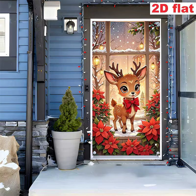 Cadre de porte plat 2D, cadre de porte de Noël - Facile à installer, parfait pour Halloween