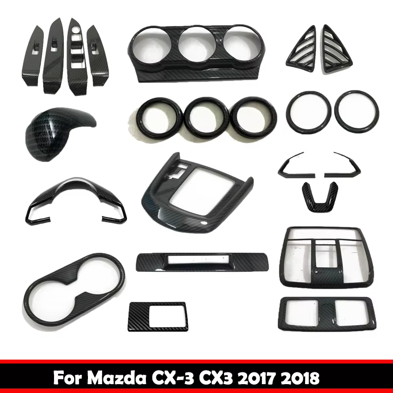 Pour Mazda CX-3 CX3 2017 2018, cadre de console de tableau de bord ABS, cadre de levier de vitesses, aérateurs de climatisation, panneau de volant, cache-haut-parleurs