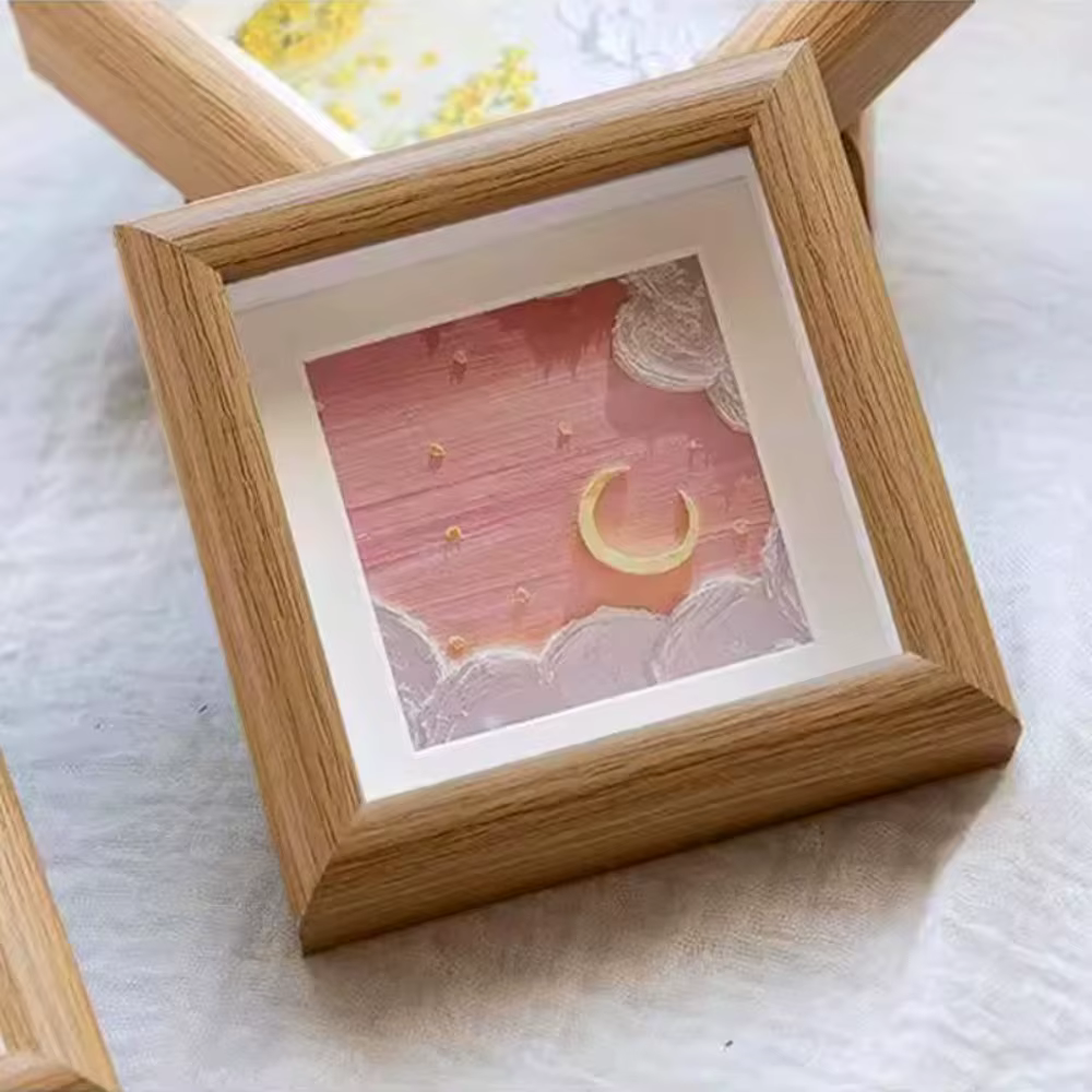 Mini cadre photo créatif en bois, ornements en bois, cadre photo DIY, cadre d'affichage carré pour peinture