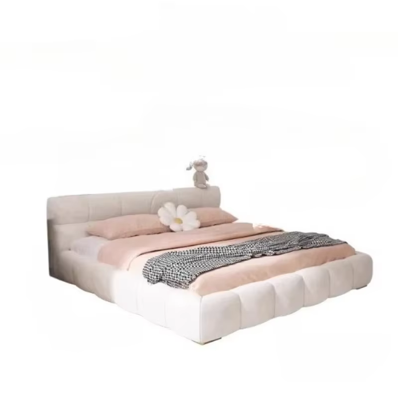 Lit double avec cadre, tête de lit esthétique, tables de chevet pour enfants, rangement intégré, mobilier de salon, accessoires pour la maison