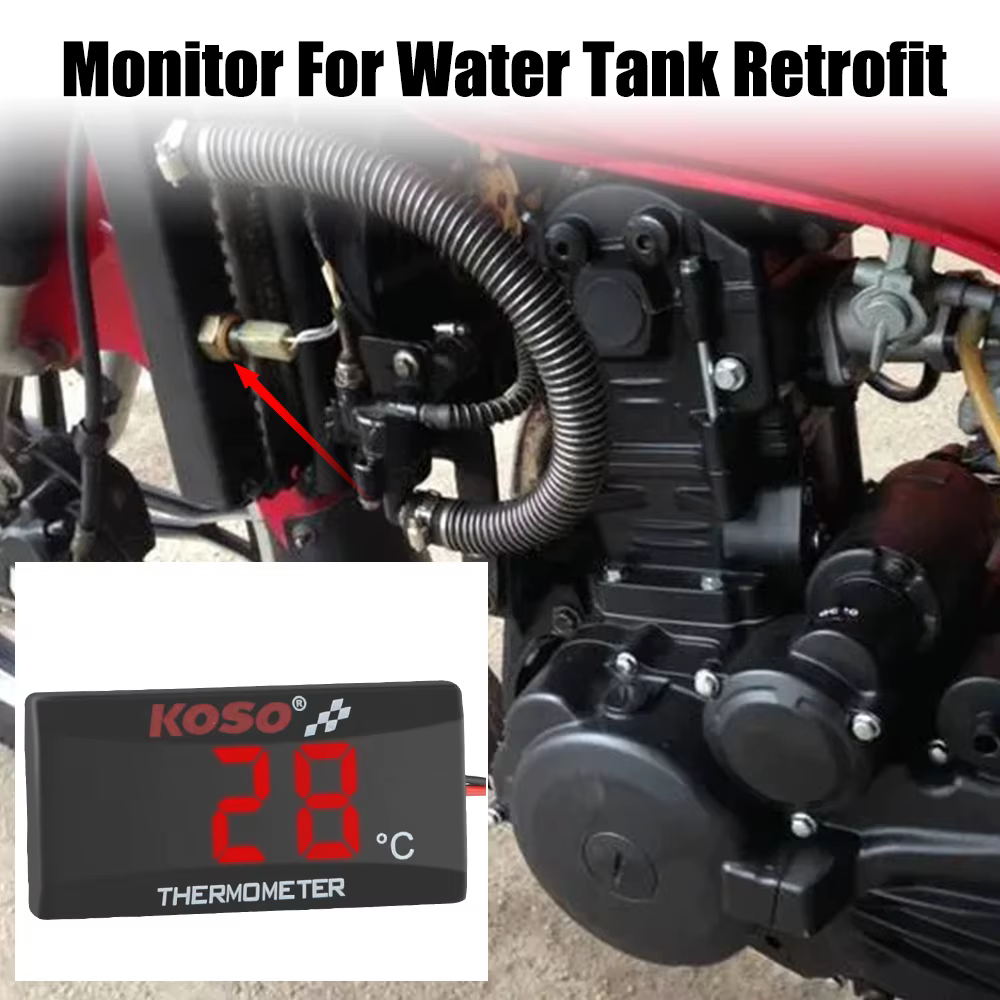 Therye.com Indicateur de température de moto avec capteurs, eau précieuse, rénovation, compteur d'iode, moniteur, 12V, 0 ~ 120 °C