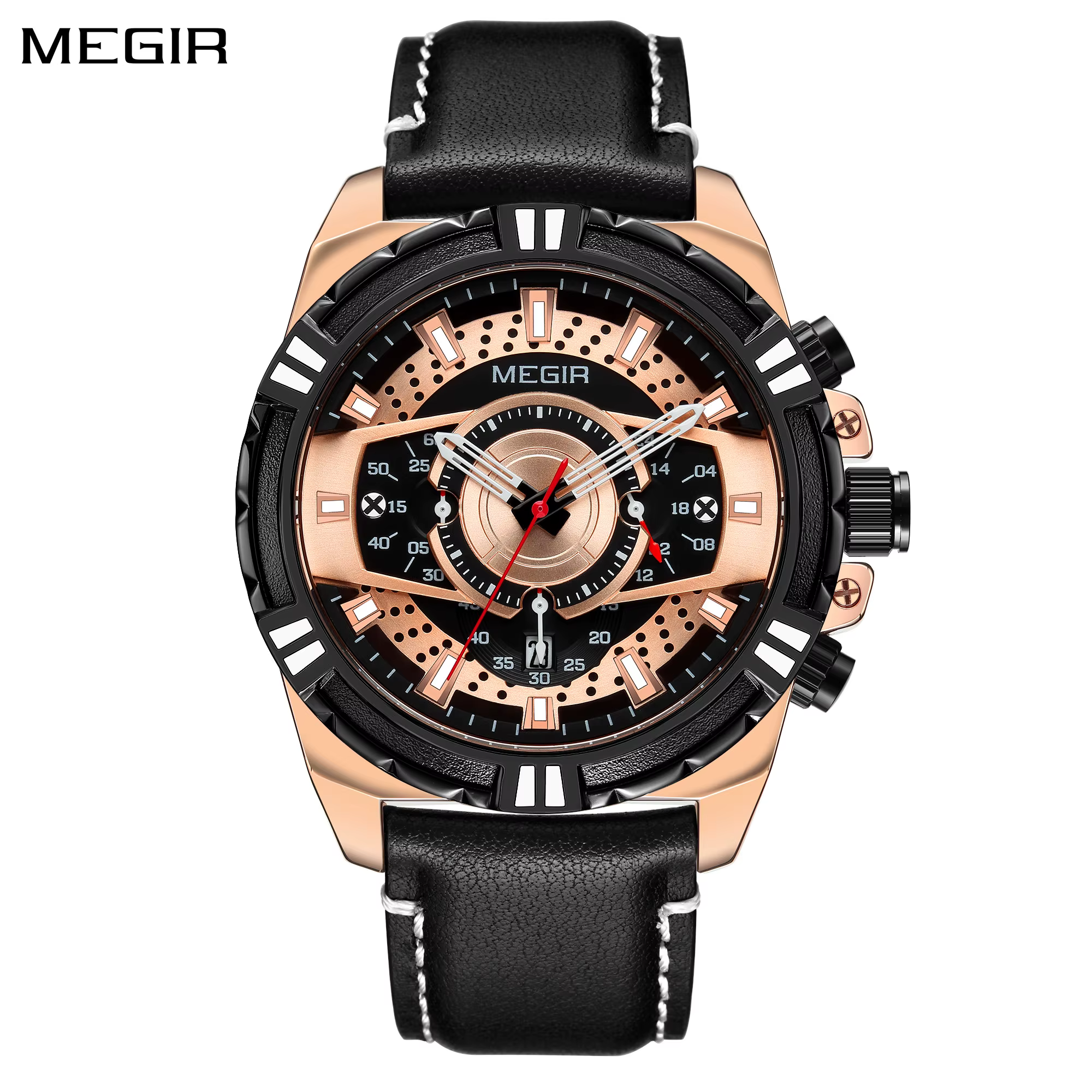 MEGIR montre pour hommes de luxe ceinture en cuir Quartz montres d'affaires lumineux mode sport homme montre-bracelet horloge Relogios Masculino