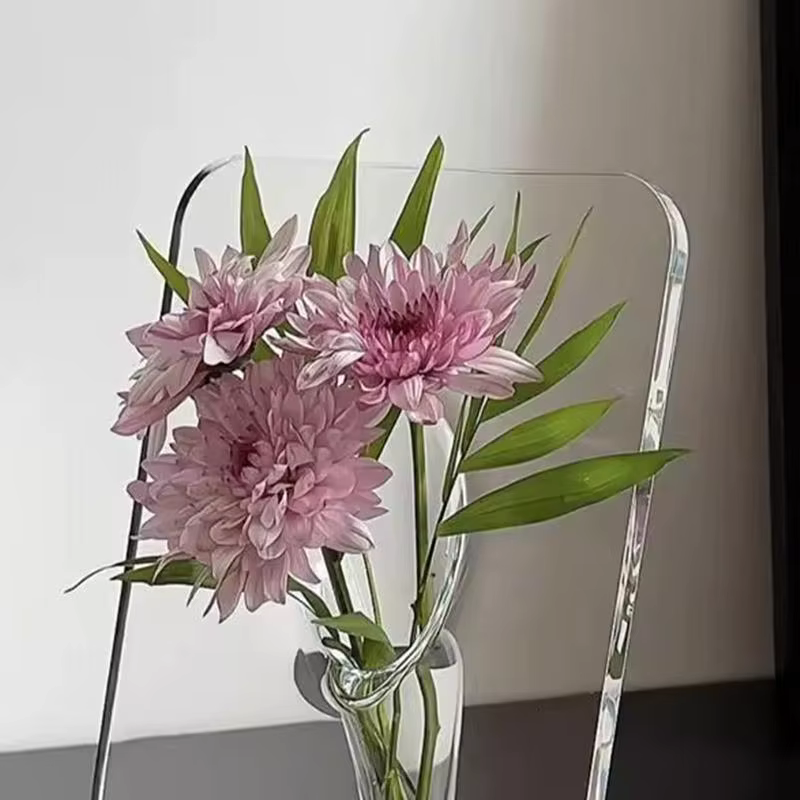 ✿ Vase à fleurs en acrylique transparent, vases d'art moderne pour la décoration de la maison, vases décoratifs pour bureaux et étagères