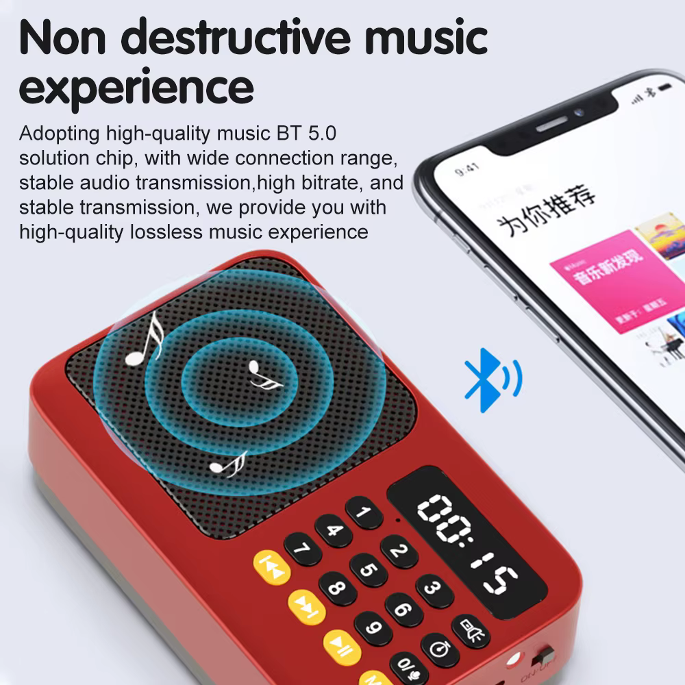 Lecteur MP3 numérique FM USB TF, Rechargeable, Portable, Radio, lecteur de musique, haut-parleur, fournitures avec affichage LED, Radio