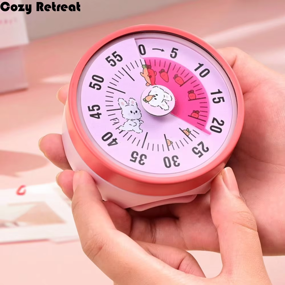 Minuteur visuel mécanique de 60 minutes avec support, fonction chronomètre et alarme, pour la gestion du temps et la visualisation du compte à rebours, compatible réfrigérateur
