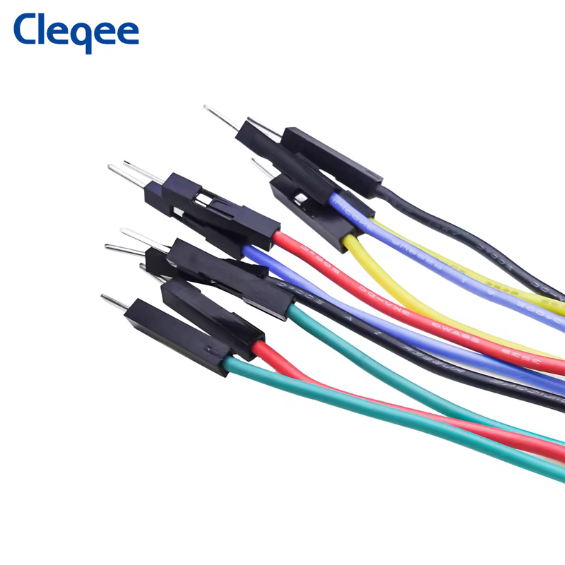 Cleqee-Câble cavalier Dupont mâle vers gels empilables, fiche en silicone, fil 26AWG pour planche à pain, bricolage électronique, P1532, 10 pièces