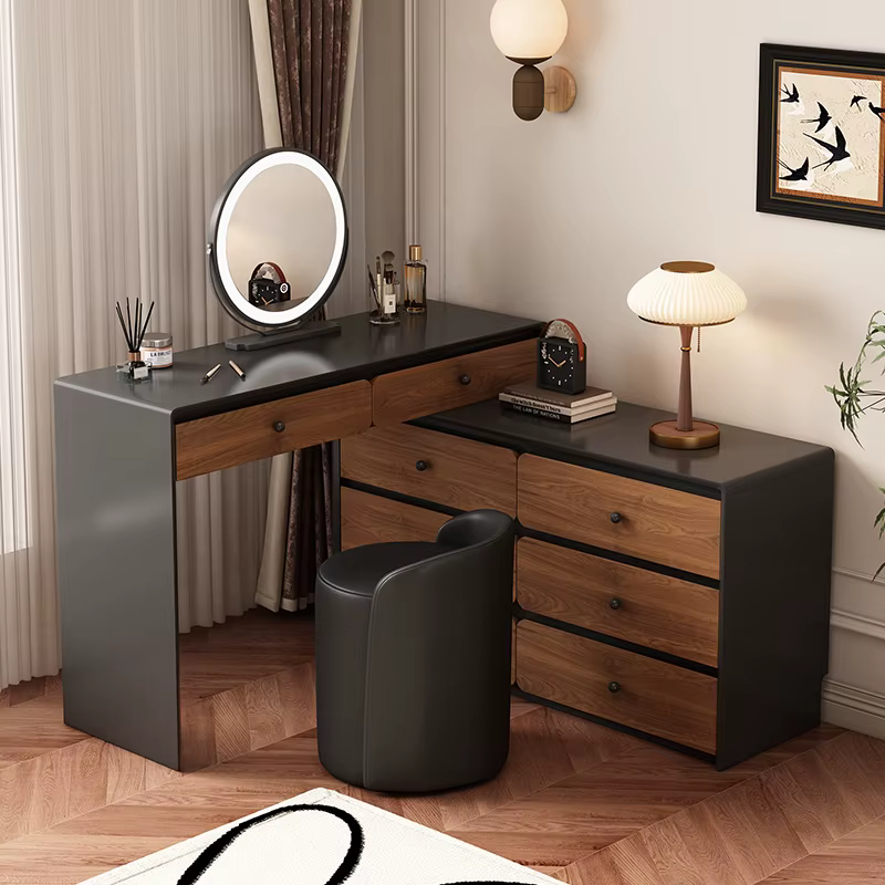 Table de vanité Vintage du milieu du siècle avec miroir classique Femme pour chambre Table de vanité Simple Table élégante Coiffeuse meubles