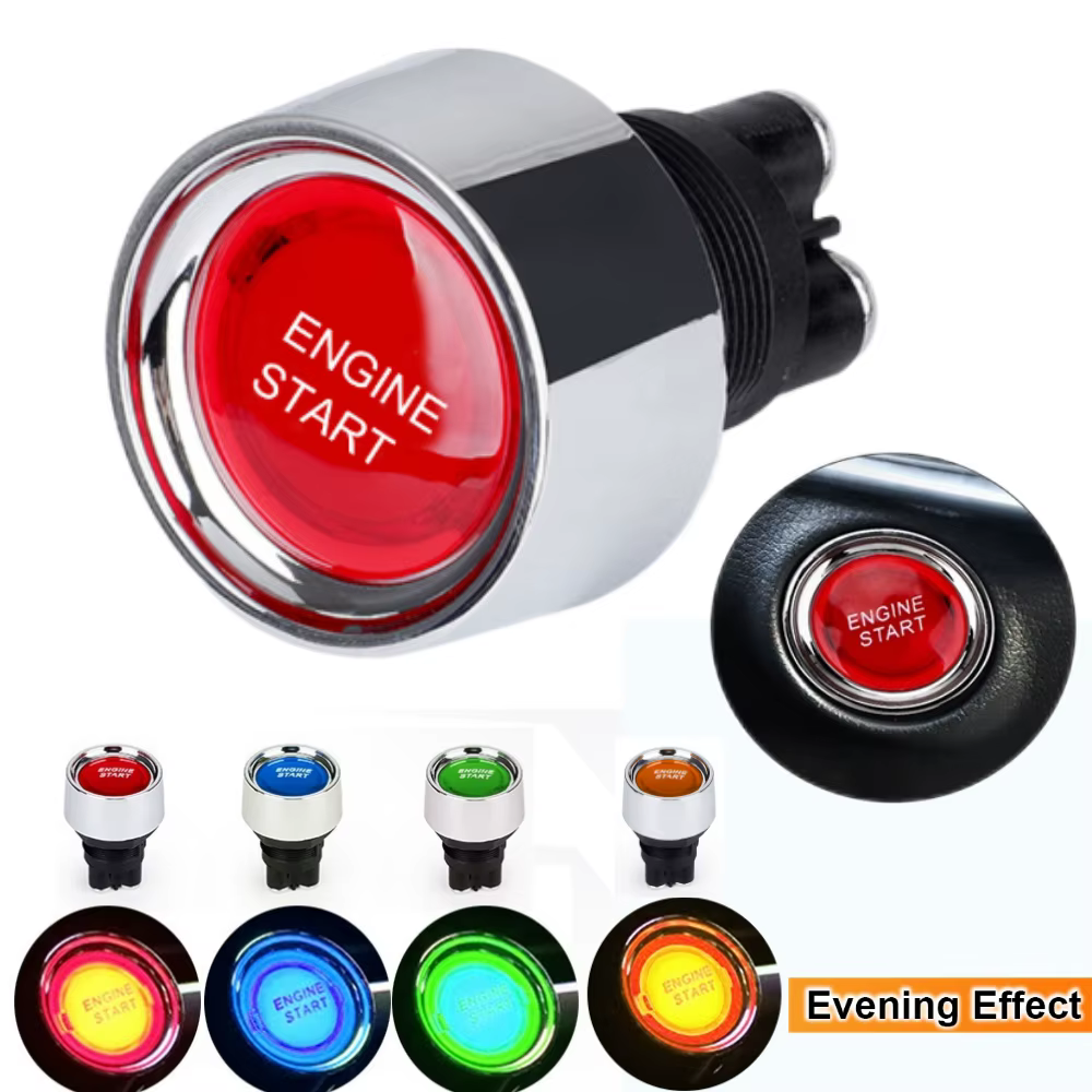 Joli sans clé à bouton-poussoir de démarrage de moteur de voiture, petit bouton de démarrage de course, démarreur d'allumage, interrupteurs marche et arrêt, CC 12V, 24V, 50A
