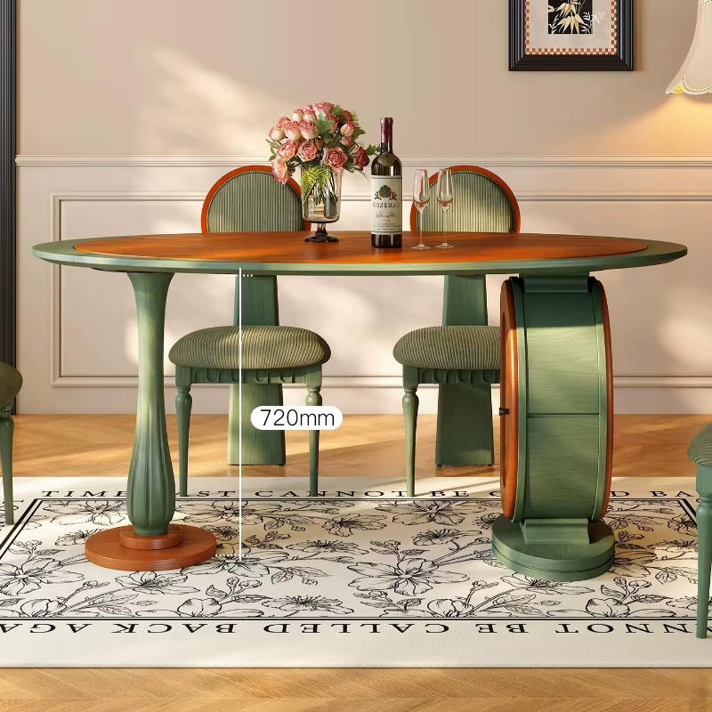 Table à manger ovale vintage en bois massif, table de cuisine de luxe, table basse de style mid-century, meubles pour la cuisine, mobilier pour la maison