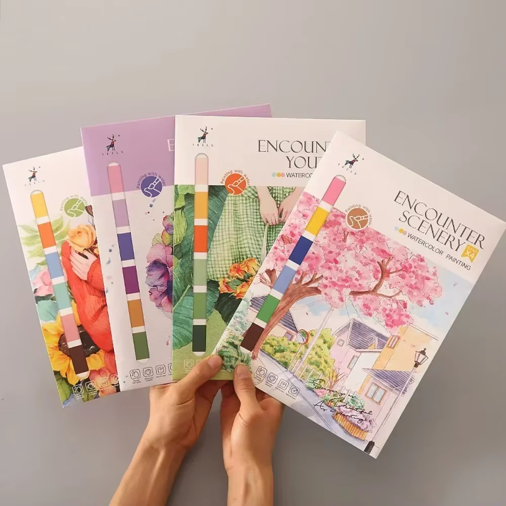 Livre de peinture à l'aquarelle Portable, 4 feuilles, livre de coloriage avec pinceau, livre de Gouache, Graffiti pour enfants, papeterie de dessin d'images