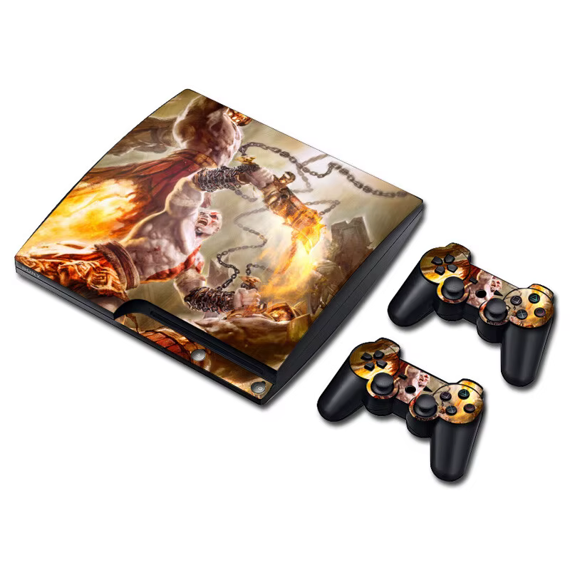 Autocollant de peau pour console et manettes PS3 Slim, motif God of War, en vinyle