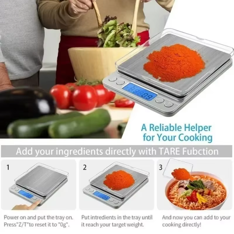 Balance de poids LCD, Balance alimentaire de cuisine, Balance de bijoux, accessoires de cuisine électroniques, mesure du niveau en grammes numérique