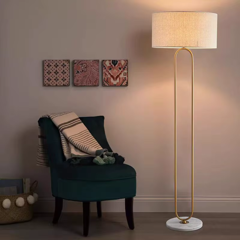 Warner-Lampe de Table LED en Tissu Minimaliste, avec Base en Marbre, Verticale, pour Chambre à Coucher