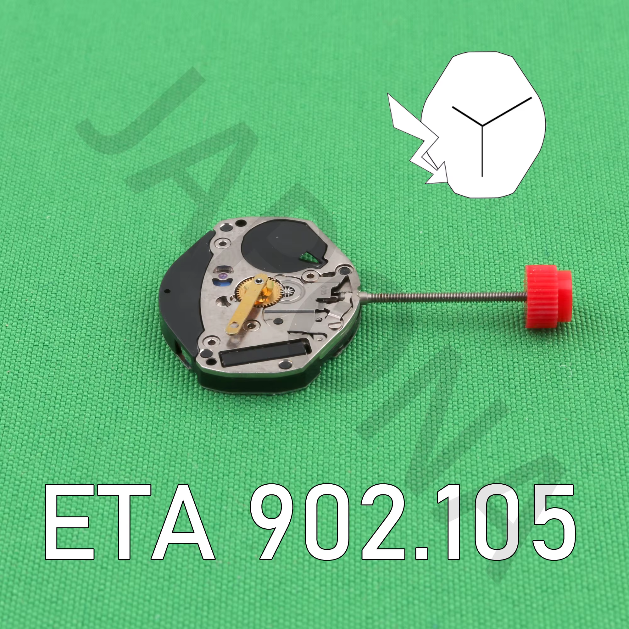 Mouvement de montre standard ETA 902.105, mouvement suisse, 3 aiguilles, 902, 105