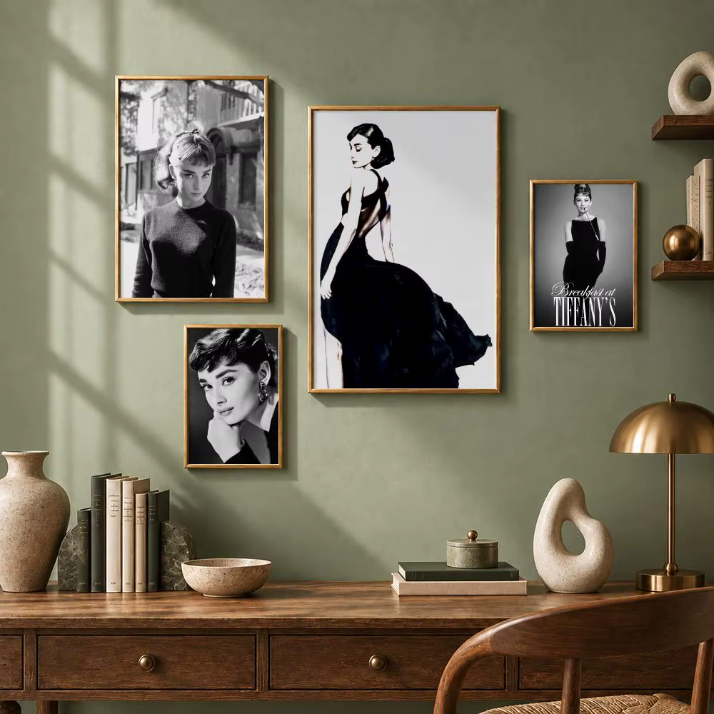 Affiche HD autocollante Audrey Hepburn, icône de la célébrité, sans résidu après retrait, idéale pour tous types de décoration murale