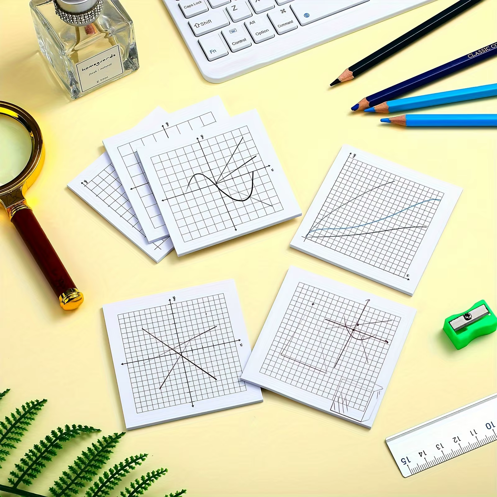 Bloc-notes autocollant en papier graphique, 6/12 pièces, 150/300 feuilles, mini-diagramme avec grille adhésive pour grille de coordonnées des axes X Y, pour les bureaux et les écoles