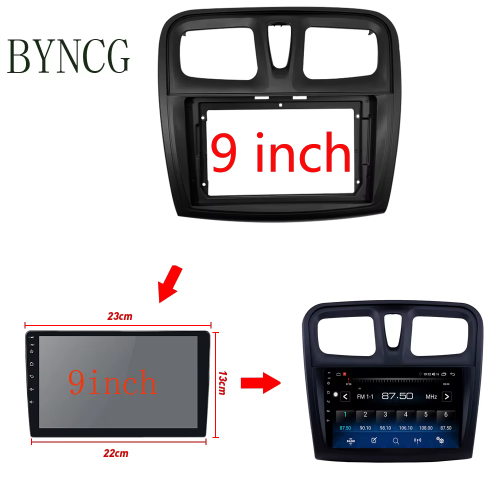 Cadres d'autoradio 2 DIN 9 pouces pour RENAULT Sandero Symbol Logan 2014+ – Installation sur tableau de bord pour lecteur multimédia DVD GPS MP5