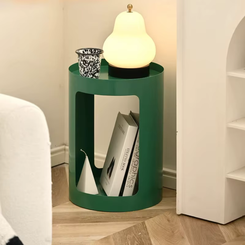 Table d'appoint de salon Double couche en fer nordique, support de rangement industriel minimaliste pour chambre à coucher, cadre métallique