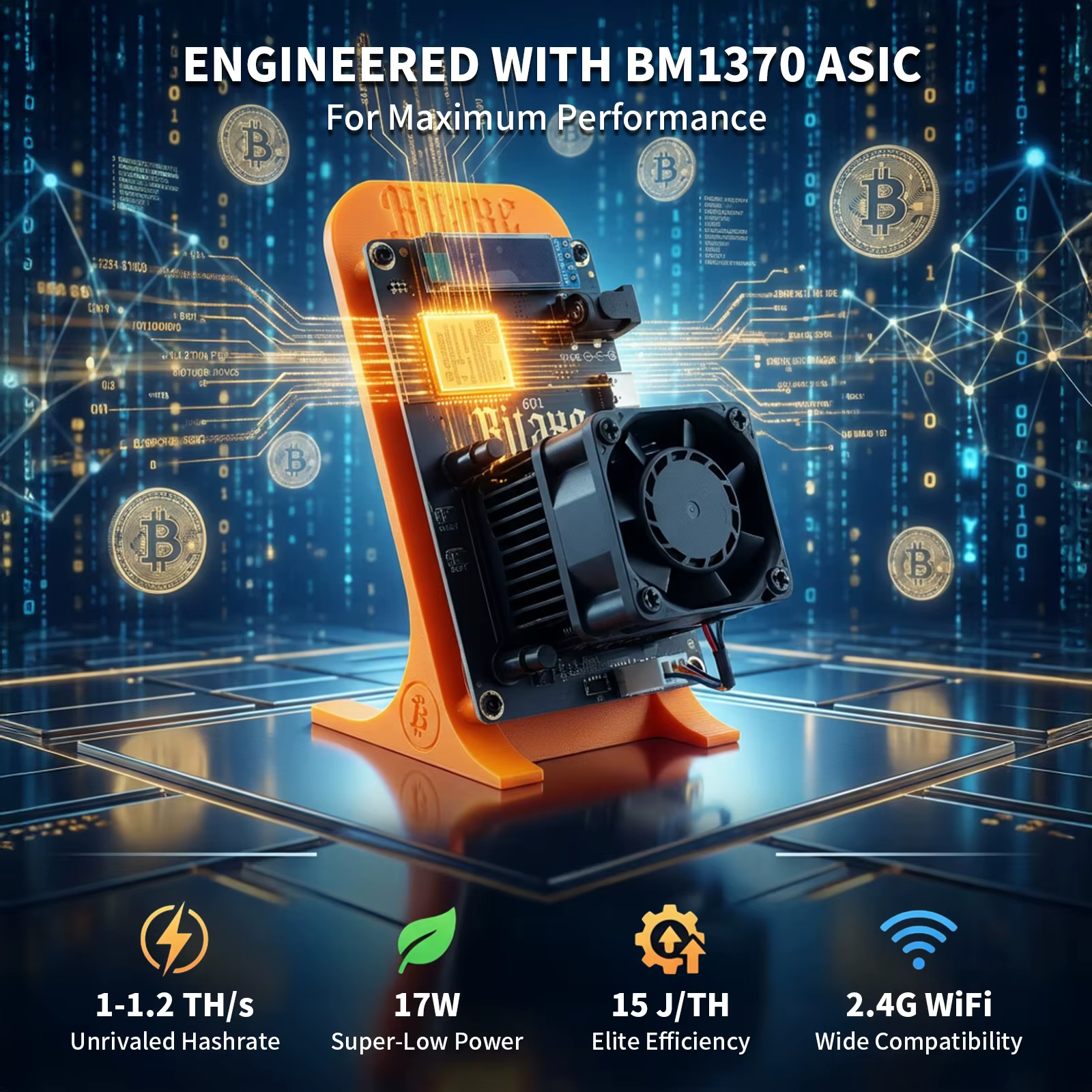 STARMINER Nouveau Modèle Intelligent 2026 Bitaxe Gamma 601 Solo Miner 1.2Th/s 18W 12V avec Puce ASIC BM1370 pour la Recherche de Blocs Bitcoin