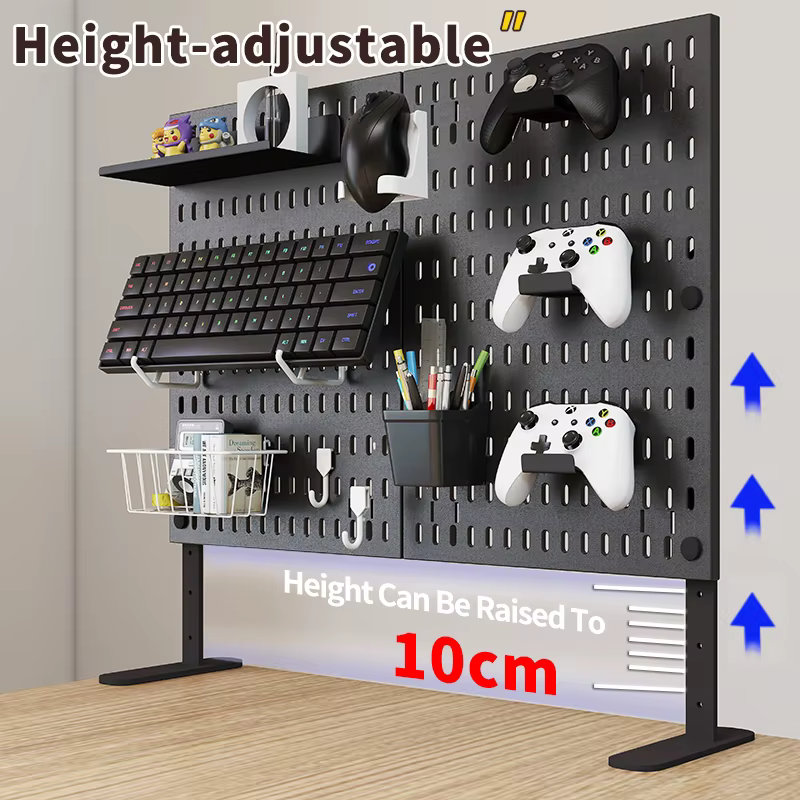 Panneau perforé de rangement décoratif de bureau : magasins de documents et de papeterie de bureau, avec accessoires abondants pour une combinaison gratuite