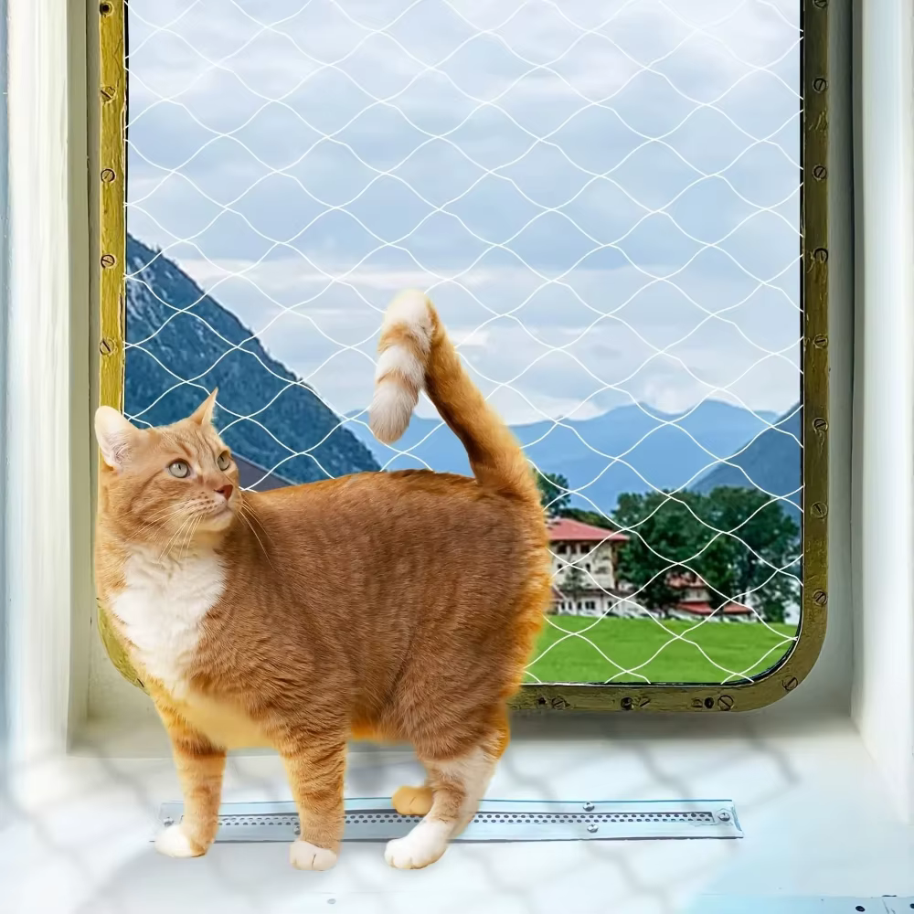 1 ensemble de filet de sécurité transparent pour chat avec accessoires, à mailles fines, pour balcon et escaliers - Empêche les chutes et les évasements des animaux domestiques (5 tailles)