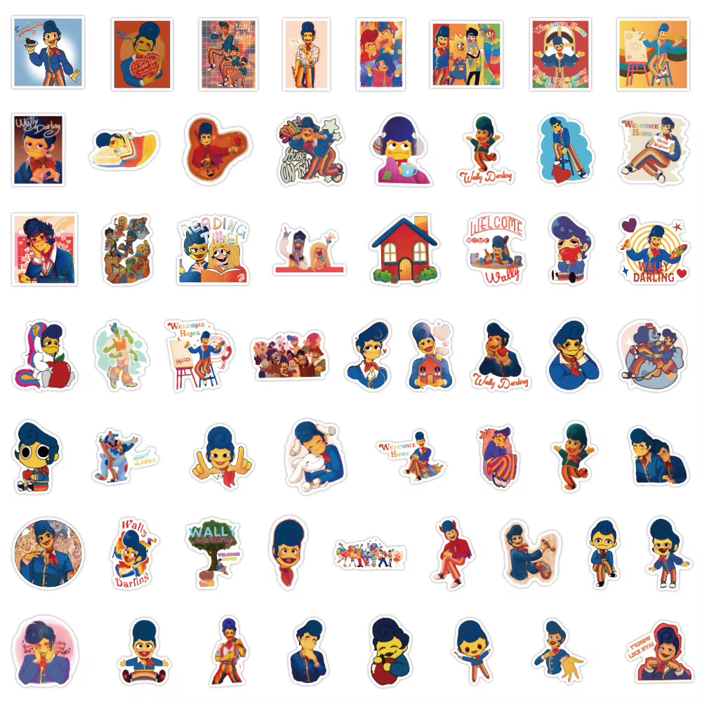 10/50/105 PIÈCES Bienvenue Maison Wally Darling Autocollants Drôle Dessin Animé Autocollant Enfants Jouets Bagages Ordinateur Portable Téléphone Guitare Voiture Vélo Autocollants