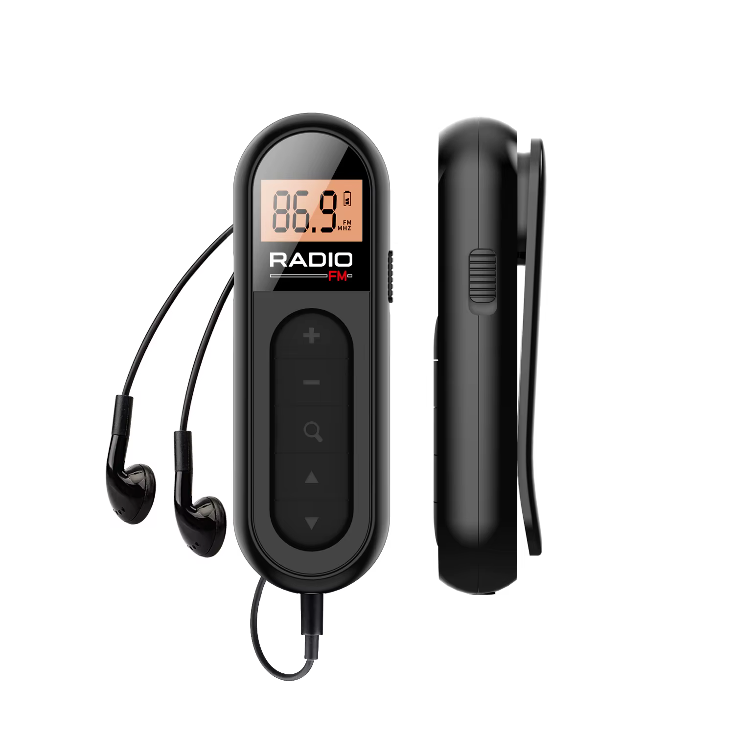 Radio de poche FM portable, aste, meilleure réception, réglage numérique, écran LCD, clip de ceinture, son stéréo, écouteur Jac