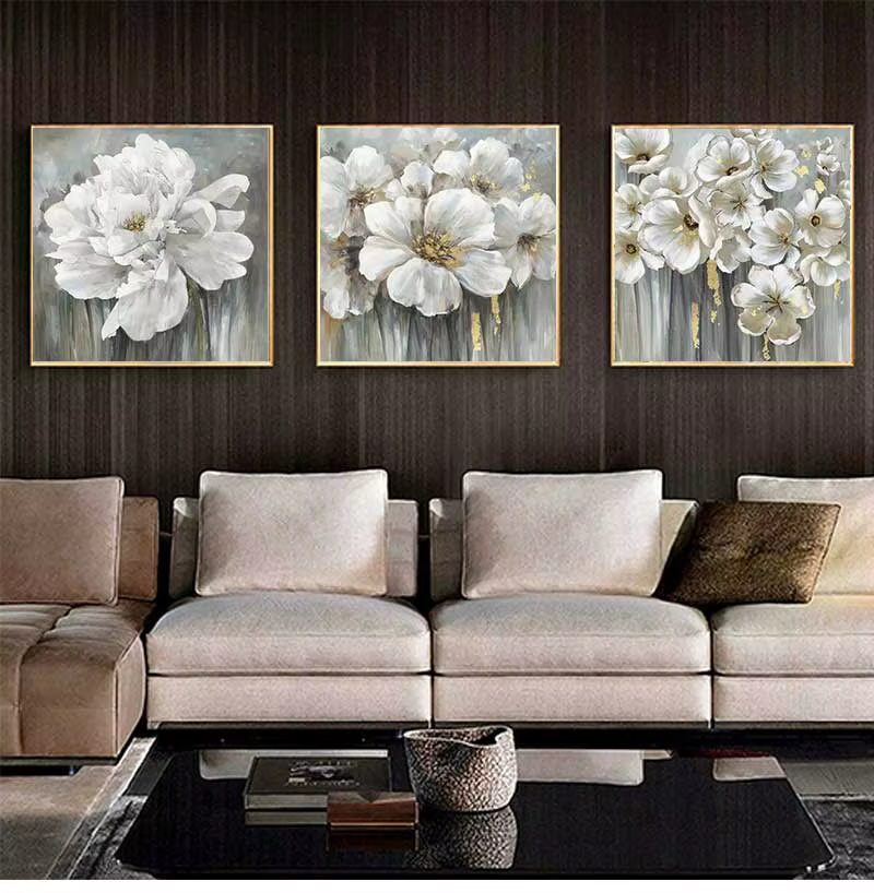 Mintura – tableau mural pour salon, peintures à l'huile sur toile peintes à la main, nombreuses fleurs blanches, décor d'hôtel, Art de maison, sans cadre