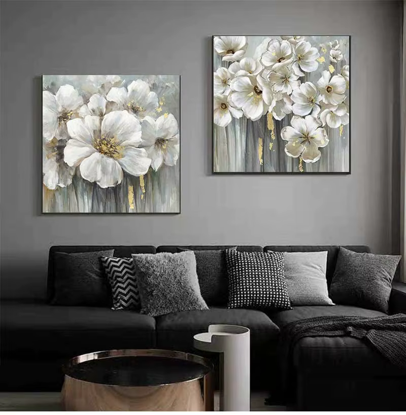 Mintura – tableau mural pour salon, peintures à l'huile sur toile peintes à la main, nombreuses fleurs blanches, décor d'hôtel, Art de maison, sans cadre