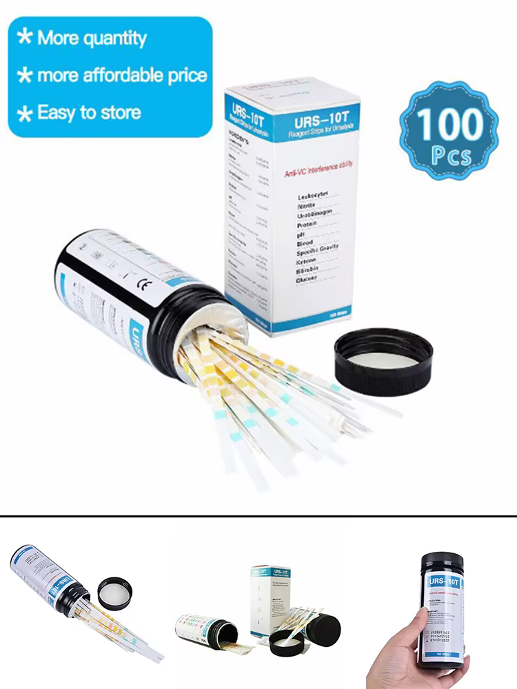 100 bandes URS-10T bandes d'analyse d'urine de réactif 10 paramètres bandelettes de Test d'urine leucocytes protéine PH pour les tests d'urine
