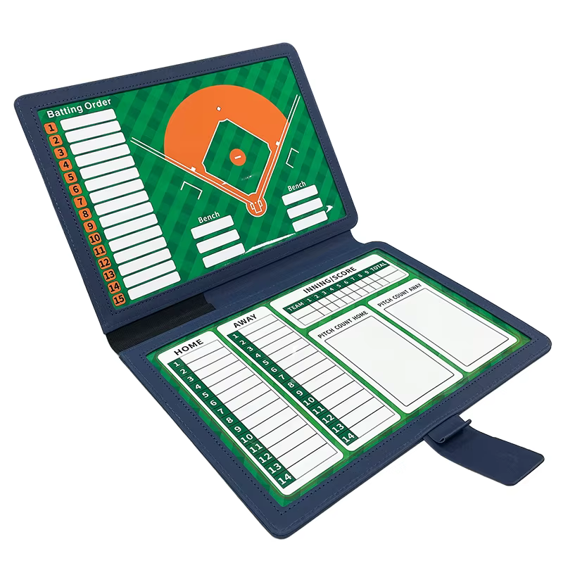 Tableau d'entraînement de baseball pliable, double face, magnétique, inscriptible et effaçable, pour l'entraînement et la stratégie, portable, 12,6 x 9,4 pouces