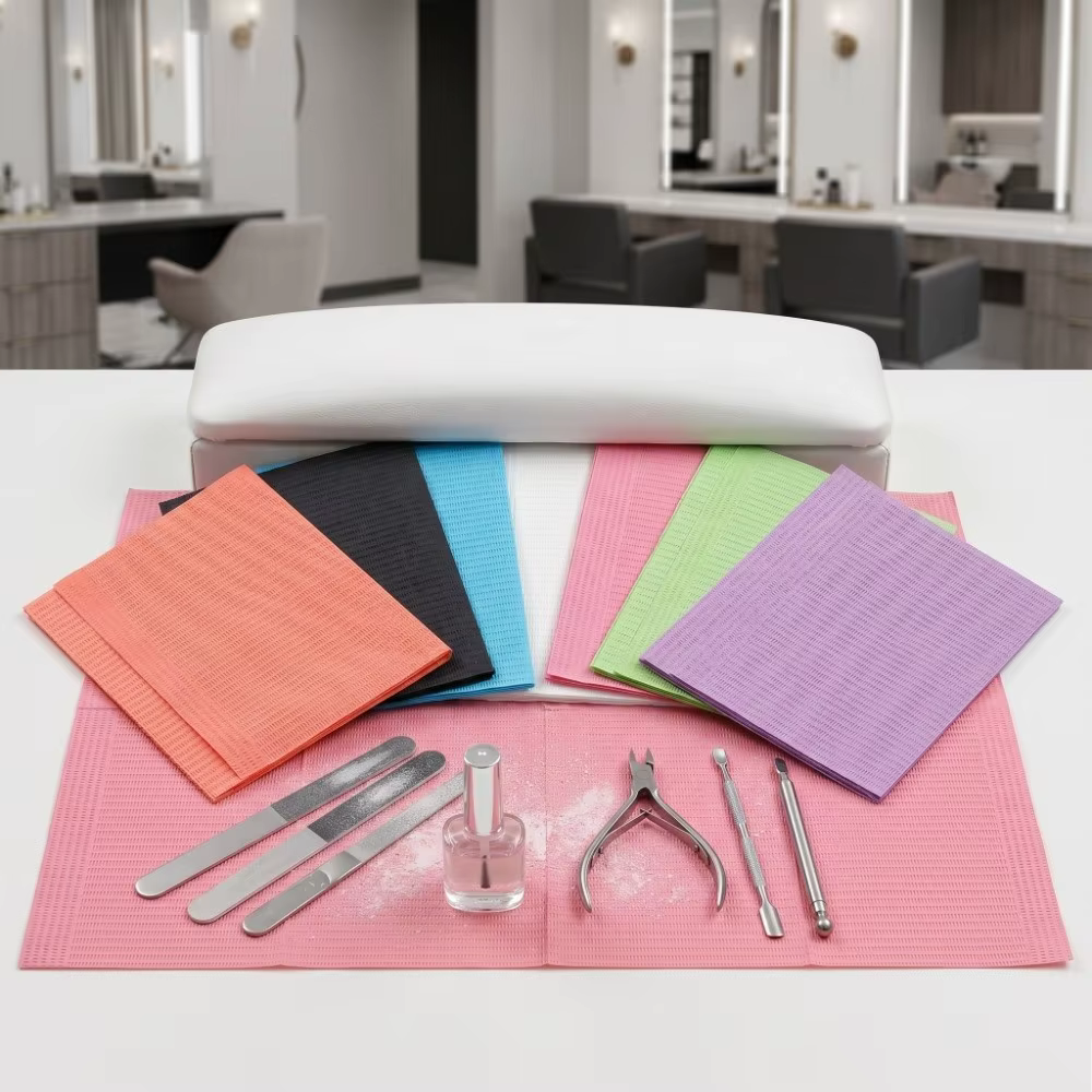 50/125 feuilles de tapis de table jetables pour nail art, imperméables et absorbants, pour tatouage, couleurs bleu, blanc, orange, vert, rose, noir