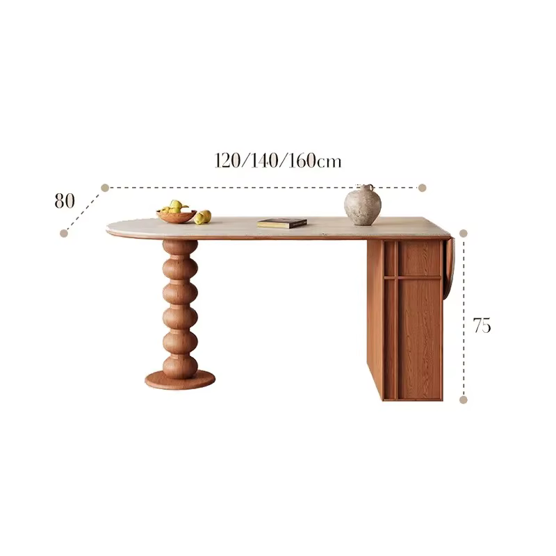 Tables à manger élégantes du milieu du siècle avec armoires, tables à manger ovales Vintage à pieds hauts, meubles rustiques pliables