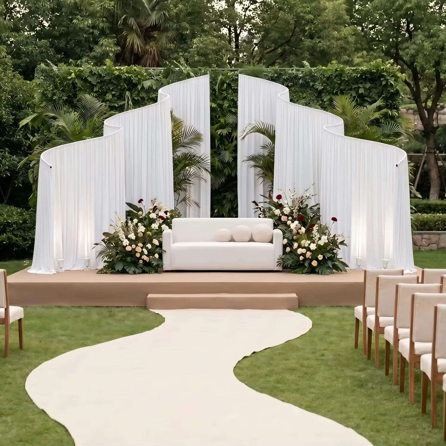 Support de toile de fond de mariage en métal ondulé de luxe, cadre en fer, décoration de fond pour photomaton, pour fêtes et événements en extérieur