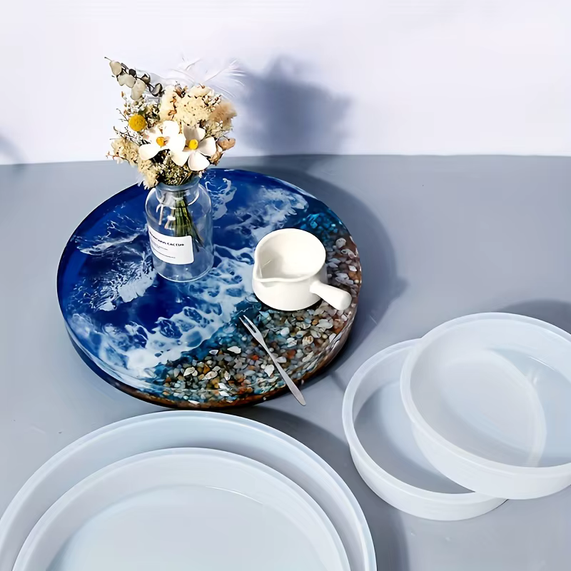 Moules de moulage en résine, 14 et 20 pouces, pour la création de tables sur le thème des rivières, de tables rondes, de grands plateaux et d'assiettes