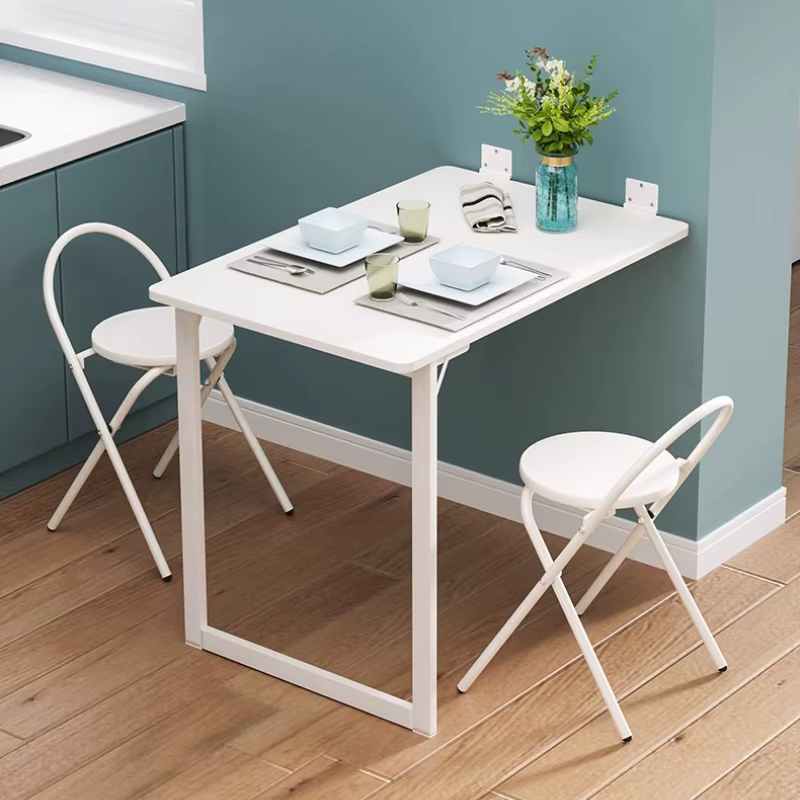Table pliante murale, Table à manger murale en bois massif, bureau d'ordinateur mural caché, table pliable multifonctionnelle