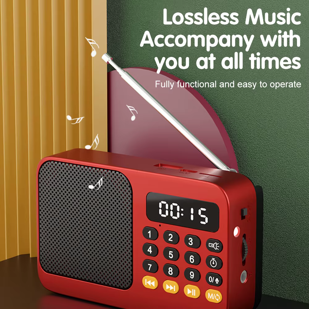 Lecteur MP3 numérique FM USB TF, Rechargeable, Portable, Radio, lecteur de musique, haut-parleur, fournitures avec affichage LED, Radio
