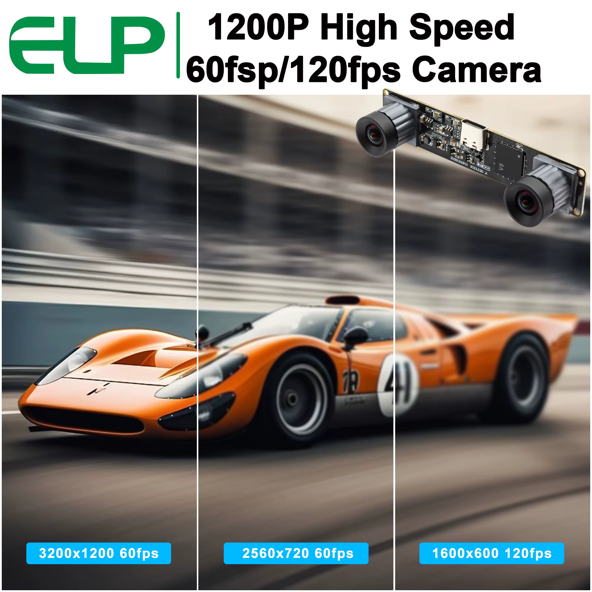 120fps 60fps obturateur Global caméra stéréo 3D Mini 3.8MP 3200x1200P haute vitesse Full HD Webcam synchrone double objectif USB caméra PC